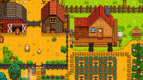 An example of a farm in Stardew Valley